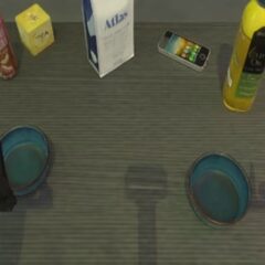 RoboTwin: imagined progress for &ldquo;hold the ceramic bowl with earthy brown trim steady and slide the medium-sized bowl for holding food on&rdquo;